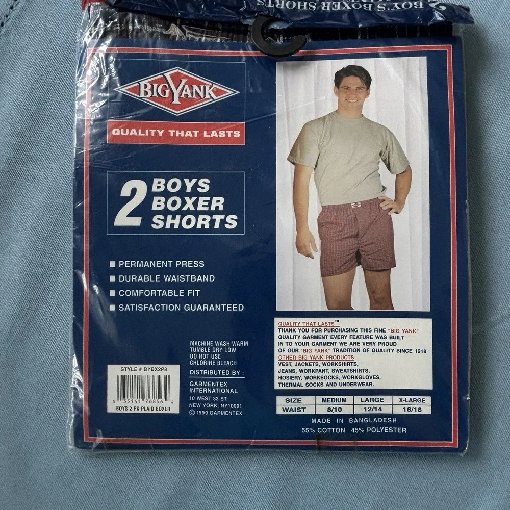 BIG YANK‎ Boys Boxer Shorts - 2 Pack - L (12-14 ) Vintage Deadstock New